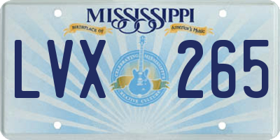 MS license plate LVX265