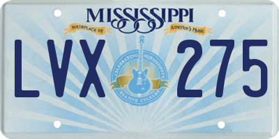 MS license plate LVX275