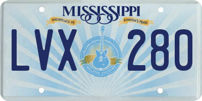 MS license plate LVX280