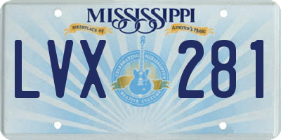 MS license plate LVX281