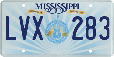 MS license plate LVX283