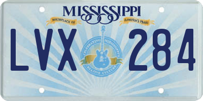 MS license plate LVX284