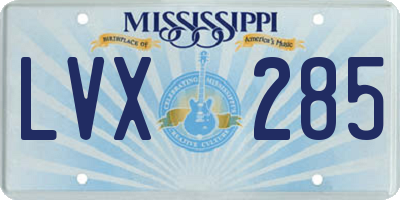 MS license plate LVX285