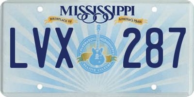 MS license plate LVX287
