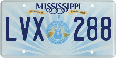 MS license plate LVX288
