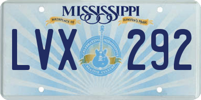MS license plate LVX292