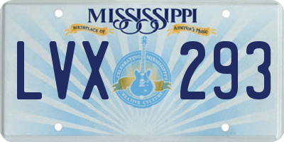 MS license plate LVX293