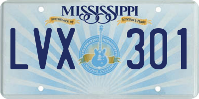 MS license plate LVX301