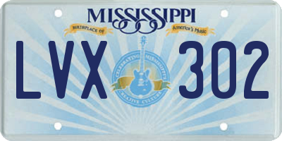 MS license plate LVX302