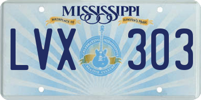 MS license plate LVX303