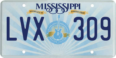 MS license plate LVX309