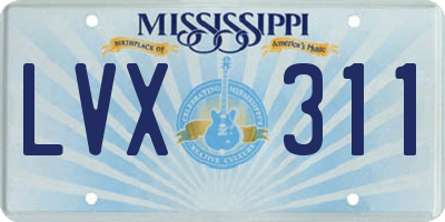 MS license plate LVX311