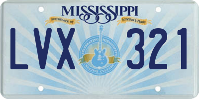 MS license plate LVX321