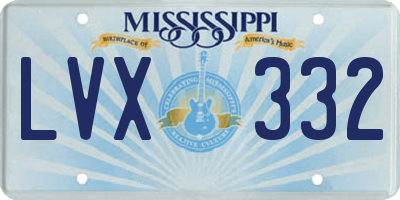 MS license plate LVX332