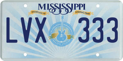 MS license plate LVX333