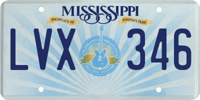 MS license plate LVX346