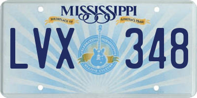 MS license plate LVX348