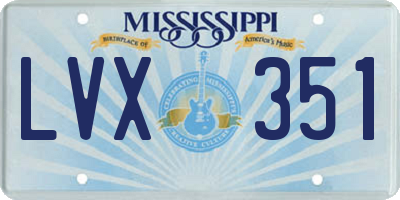 MS license plate LVX351