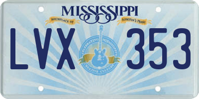 MS license plate LVX353
