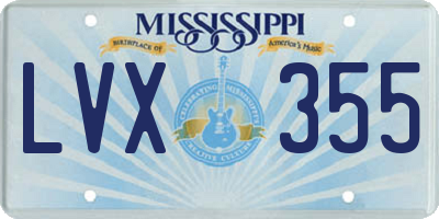 MS license plate LVX355
