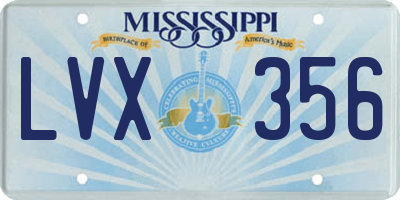 MS license plate LVX356