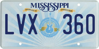 MS license plate LVX360