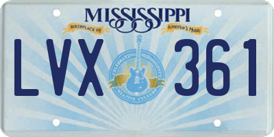 MS license plate LVX361