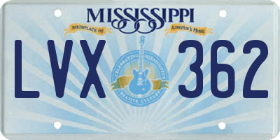 MS license plate LVX362