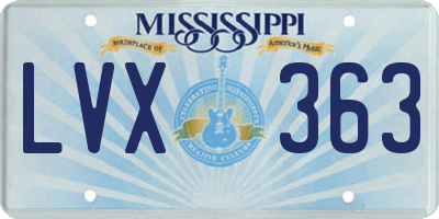 MS license plate LVX363