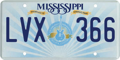 MS license plate LVX366