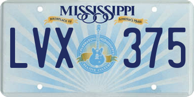 MS license plate LVX375