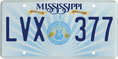 MS license plate LVX377