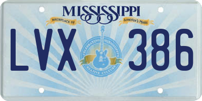 MS license plate LVX386