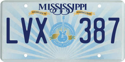 MS license plate LVX387