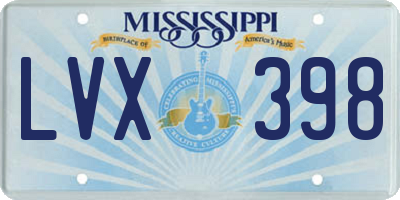 MS license plate LVX398