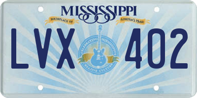 MS license plate LVX402