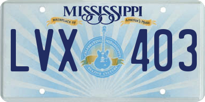 MS license plate LVX403