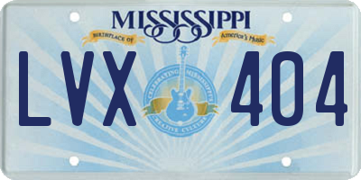MS license plate LVX404