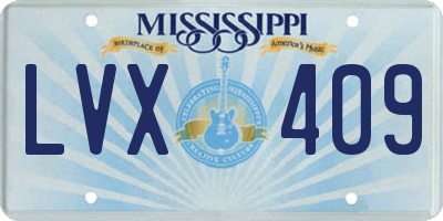MS license plate LVX409