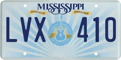 MS license plate LVX410