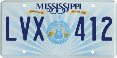 MS license plate LVX412