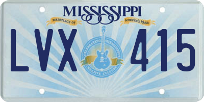 MS license plate LVX415