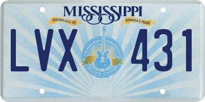 MS license plate LVX431