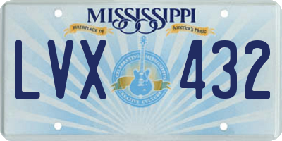 MS license plate LVX432