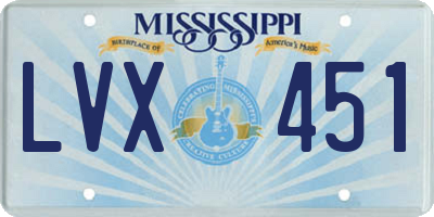 MS license plate LVX451
