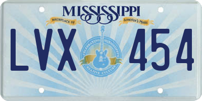 MS license plate LVX454