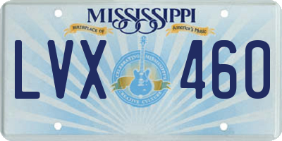 MS license plate LVX460