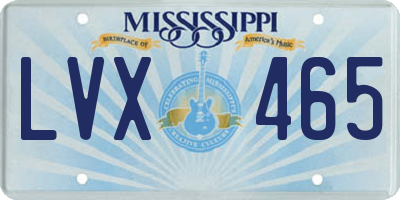 MS license plate LVX465