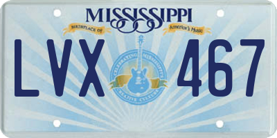 MS license plate LVX467