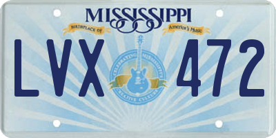 MS license plate LVX472